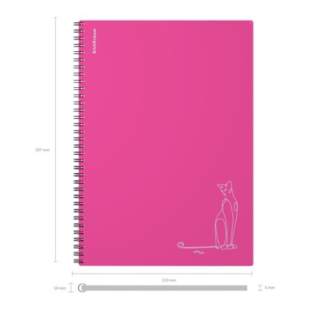 A4 notebook 80 sheets, a cage on a spiral, erichkrause, "silhouette" plastic cover pink-4