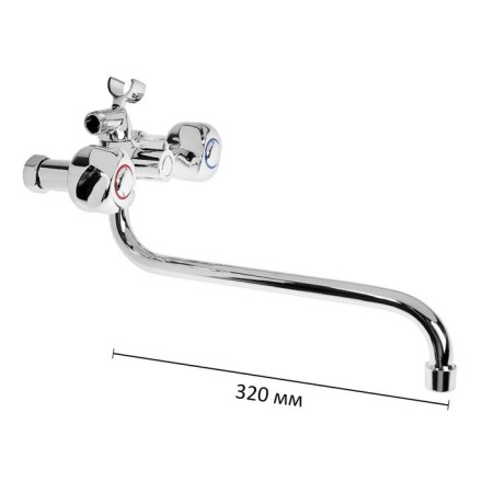 Accoona A7177 bath mixer, two -wound, with shower set, brass, chrome-1