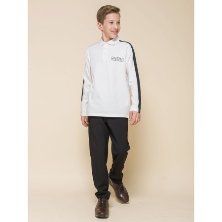 Polo for a boy with a long sleeve Pelican, height 152 cm, milk color-5