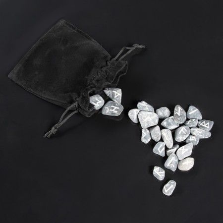 Runes for fortune telling "Scandinavian", 25pcs, black marble-2