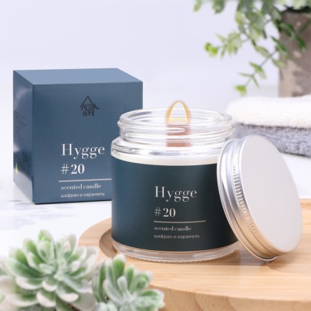 Aromatic candle "HYGGE" #20 saffron and caramel, soy wax, in a bank, 90 g-6