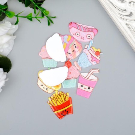 Decor for creativity plastic "Harmful food" set 10 pcs mix 2.7x2.5 cm