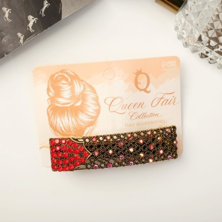 Halfish hair clip "Aisha" 8 cm, red-gold-2