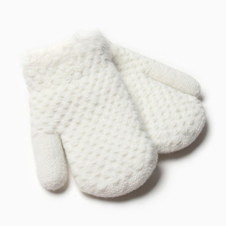 Baby mittens on the claim Minaku with the edge of 15 cm white-1