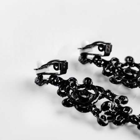 Clips "openwork" drops with curls, emerald color in ferrous metal-1