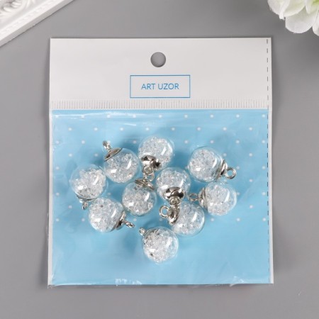 Suspension decorative for creativity glass "ball - pebbles" transparent d = 1.6 cm set 10 pcs-2