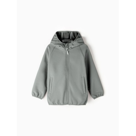 Demi -season windbreaker for Minaku boys from SoftShell on fleece, waterproof, gray, height 122 cm-3