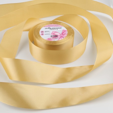 Satin tape, 40 mm × 23 ± 1 m, color golden-beige No. 186