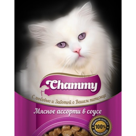 CHAMMY Wet food for cats, meat assorted in sauce, spider, 85 g