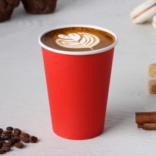 A cup paper disposable “classic”, 350 ml, d = 9 cm, red color, 50 pcs/un