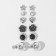 Pusets 6 pairs "ball" flower, white-blue color in silver
