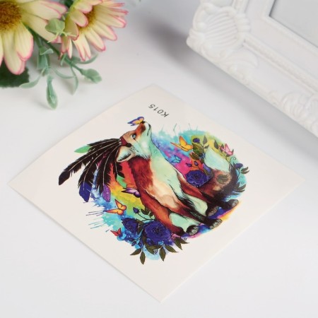 Tattoo on the body color "Lis-Indian with butterflies" 8x8 cm-1