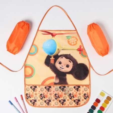 A set of children for creativity "Cheburashka", (apron 49x39 cm and sleeves)