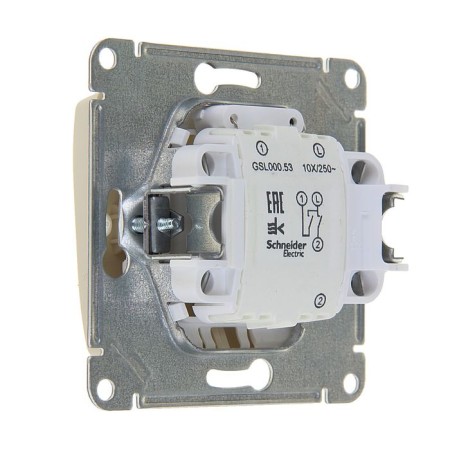 Glossa switch Sche GSL000253, 10 A, 2 keys, with backlight, beige color-1