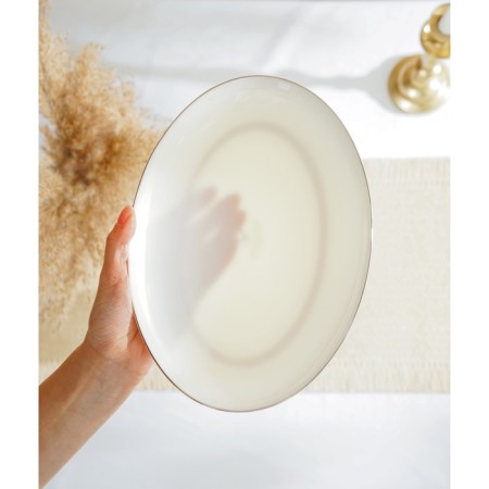 A plate for serving SL Home "Cascon", 25.4 × 18.5 × 2.5 cm, oval, bone porcelain, white-8