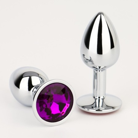 Anal traffic jam, silver, purple crystal, d = 28 mm