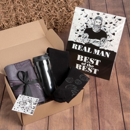 Gift set "Real Man" blankets, socks, mug