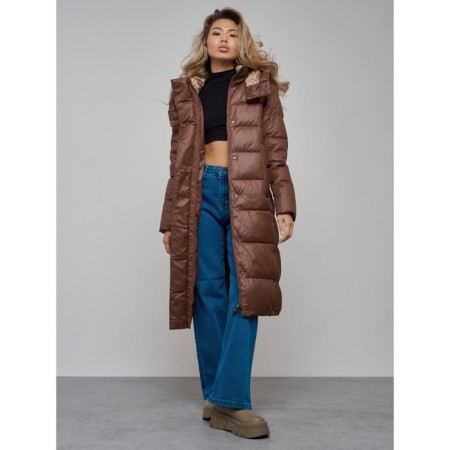 Coat insulated winter female, size 46, dark brown color-16