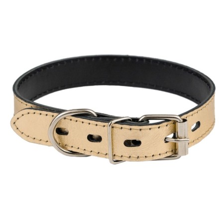 Collar leather two-layer, width 2.5 cm, Osh 39-49 cm, gold