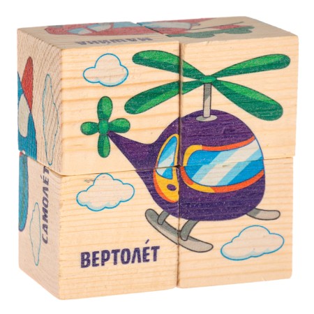 Wooden cubes "transport", set 4 pcs.-2