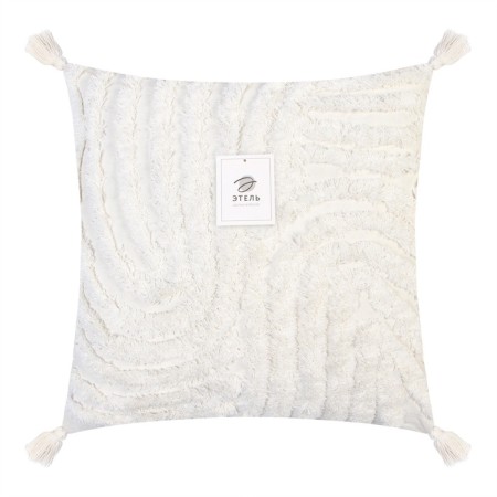 Decorative pillowcase "Ethel" BOHO, 45x45 cm, milk color, 100% cotton-5
