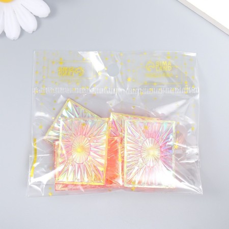 Decor for creativity Plastic "Flash" Holography Pink set 6 pcs 4x3 cm-3