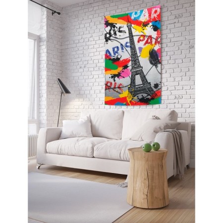 Decorative panel with photo printing "Game of the Eiffel Tower", vertical, size 150x200 cm