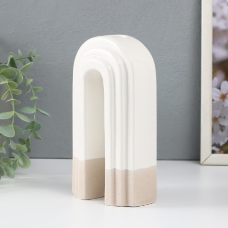 Ceramics Ceramics for 1 candle "Scar" sand-white 10.3x6.2x18 cm-4