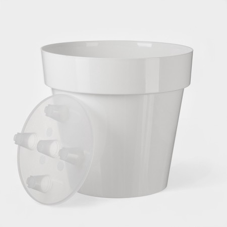 Kashpo for flowers with an insert "Porto", 15 l, white color-3