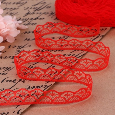 Capricon lace, 15 mm × 10 ± 1 m, color red No. 17