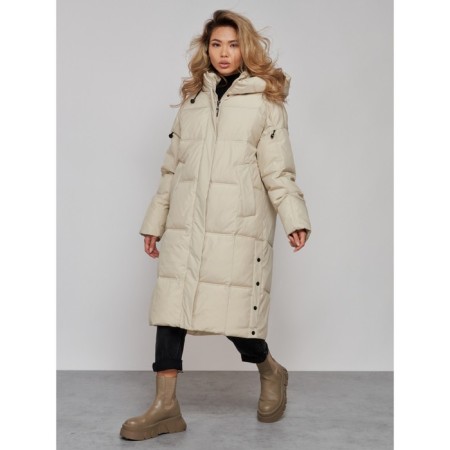 Coat insulated winter female, size 46, beige color-2