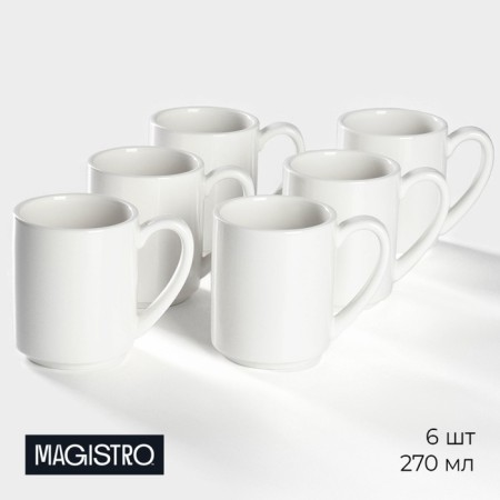 A set of porcelain mugs Magistro Mien, 6 items: 270 ml, white color