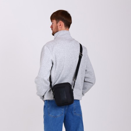 Male bag over the shoulder, Textura, artificial leather, black color-7