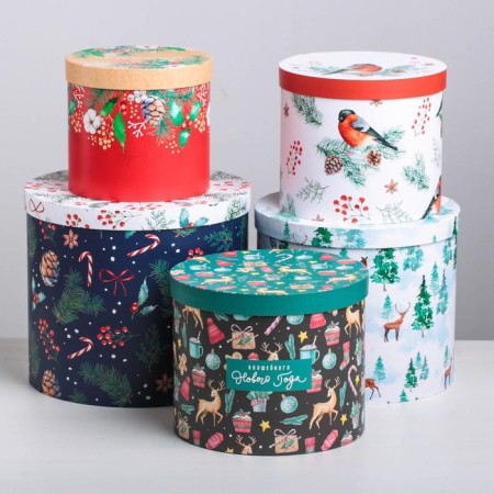 A set of gift boxes 5 in 1 "European", 13 x 14–19.5 x 22 cm, New Year-1