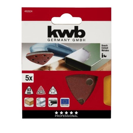 Grinding triangle KWB Delta, 93x93x93 mm, K240, aluminum oxide, Velcro, 5 pcs-1