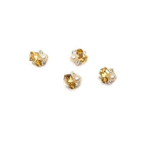 Metal fittings TNL “Yellow cube with pearls”, 4 pcs