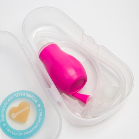 Children's nasal aspirator with 2 replaceable nozzles, in a container, pink color-5