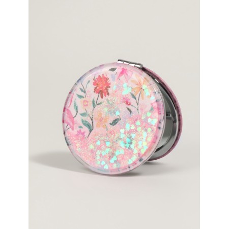 Folding mirror "flowers", d = 7.2 cm, with an increase, pink color-1