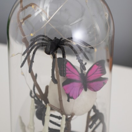 Halloween lamp “Skull with spiders” 1.5W, LED, 3XAAA, Black USB 11x11x21cm-5