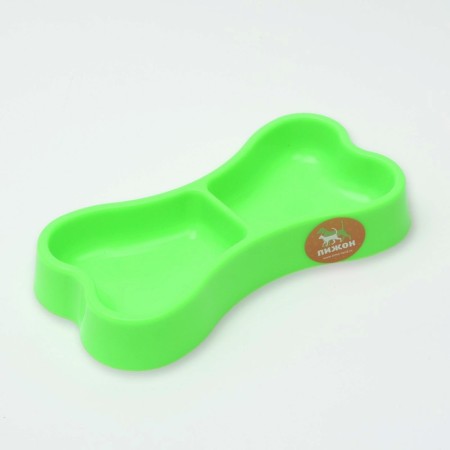 Bone bowl of double, 2 x 200 ml, 24.5 x 13 x 3.5 cm, green