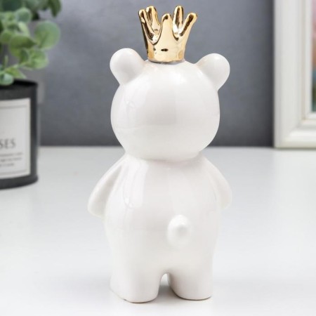 Souvenir Ceramics "Bear in the Crown" white-black with gold 14.5x7x7 cm-3