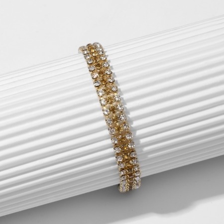 Bracelet with rhinestones "ice" elegance, lines, white-gold color, 18 cm-3