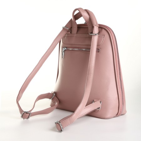 City backpack of artificial leather with lightning, pink color-3