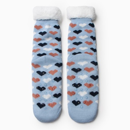 Women's socks with fur "hearts", blue color, size 36-40-2