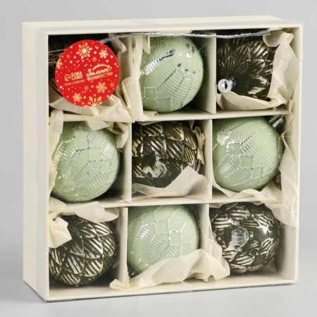 Set of balls plastic D-5.5 cm, 9 pcs "Frosty plane" geometry, mix-1