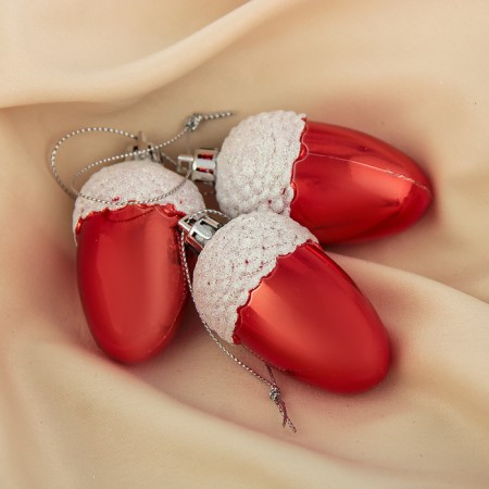 Christmas tree decoration "Acle with a snow cap" (set 3 pcs) 5.5x4 cm red