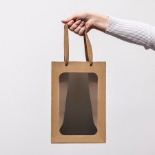 Gift package, with a window, 30 x 20 x 16 cm, craft, 1pc.