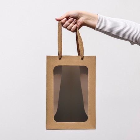 Gift package, with a window, 30 x 20 x 16 cm, craft, 1pc.