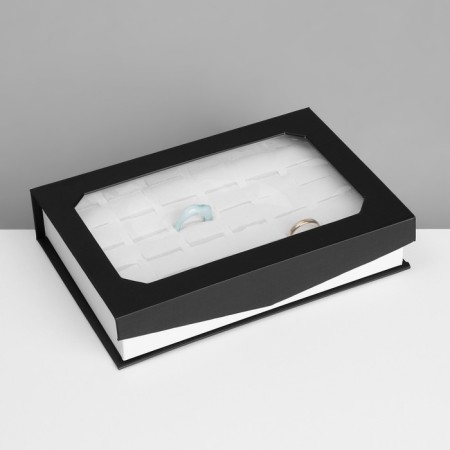 Standing for jewelry "Casket" 36 seats, 18.5 × 13 × 4 cm, black and white color-1