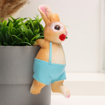 Decor for Kashpo "Bunny with Rose" 17x7x7cm-2
